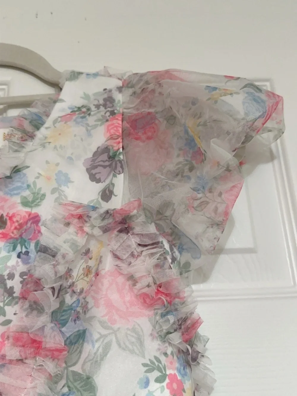 Kensie Girl Floral Ruffled Party Dress - Pink Blue White